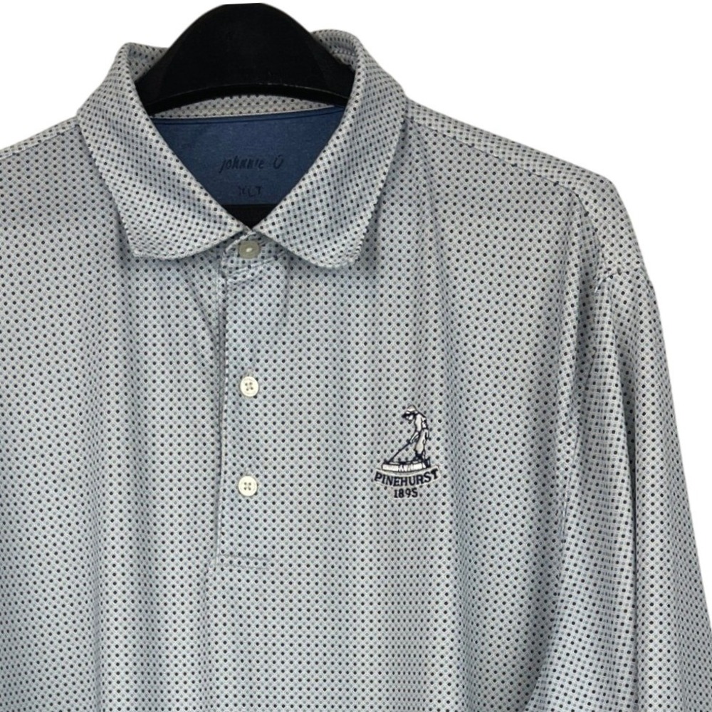 Johnnie-O x PInehurst Golf Polo Polka Dot Mens XLT TALL Performance Stretch Blue